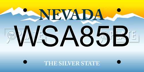 WSA85B Nevada License Plate
