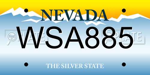 WSA885 Nevada License Plate