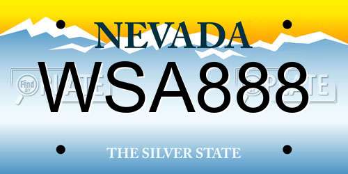 WSA888 Nevada License Plate