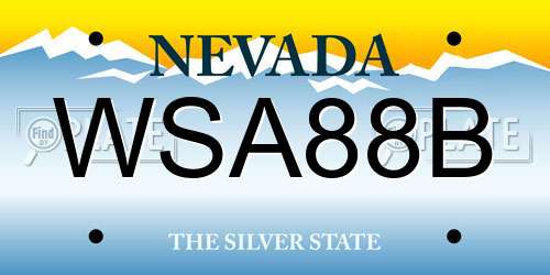 WSA88B Nevada License Plate