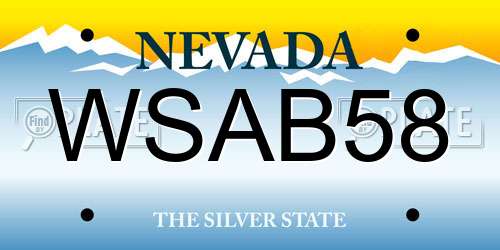 WSAB58 Nevada License Plate