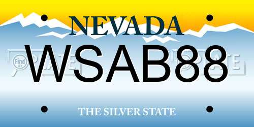 WSAB88 Nevada License Plate