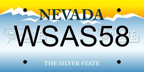 WSAS58 Nevada License Plate