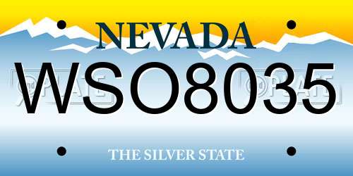 WSO8035 Nevada License Plate