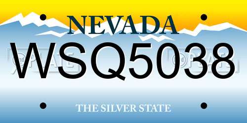 WSQ5038 Nevada License Plate
