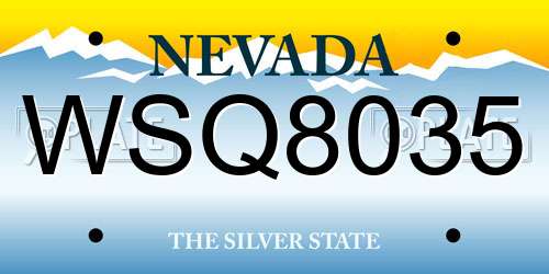 WSQ8035 Nevada License Plate
