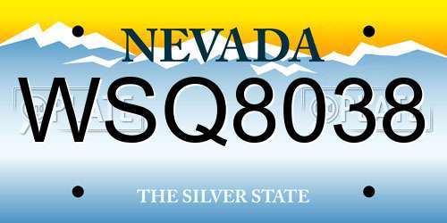 WSQ8038 Nevada License Plate