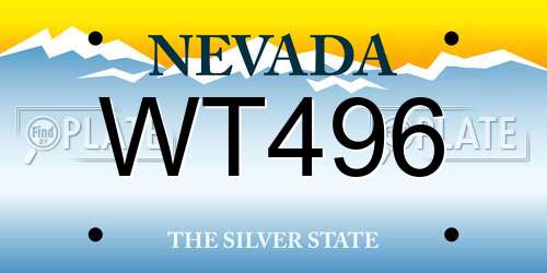 WT496 Nevada License Plate