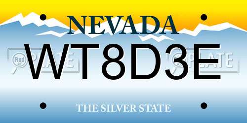 WT8D3E Nevada License Plate