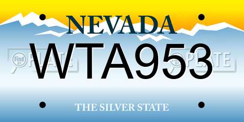 WTA953 Nevada License Plate