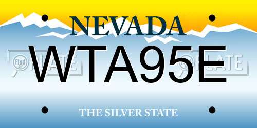 WTA95E Nevada License Plate