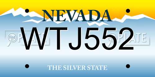 WTJ552 Nevada License Plate