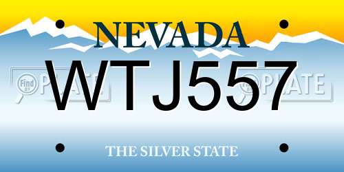 WTJ557 Nevada License Plate