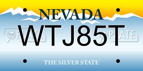 WTJ85T Nevada License Plate