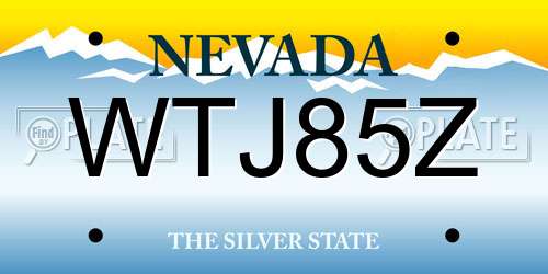 WTJ85Z Nevada License Plate
