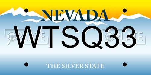 WTSQ33 Nevada License Plate