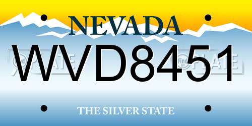 WVD8451 Nevada License Plate