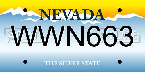WWN663 Nevada License Plate