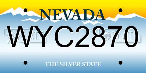 WYC2870 Nevada License Plate