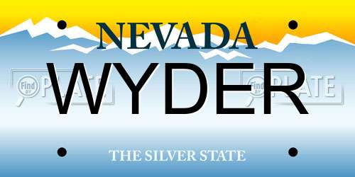 WYDER Nevada License Plate