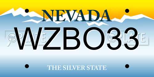 WZBO33 Nevada License Plate