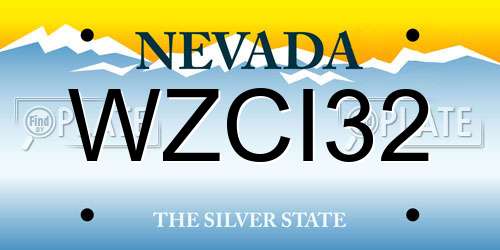 WZCI32 Nevada License Plate