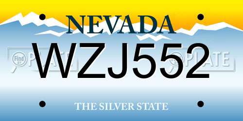 WZJ552 Nevada License Plate
