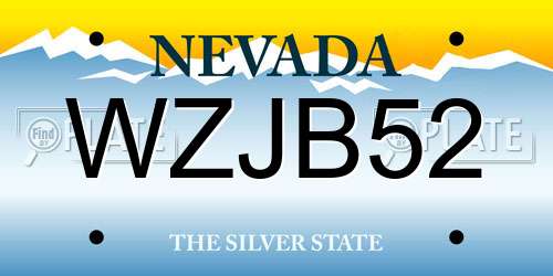 WZJB52 Nevada License Plate