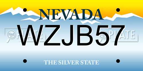 WZJB57 Nevada License Plate