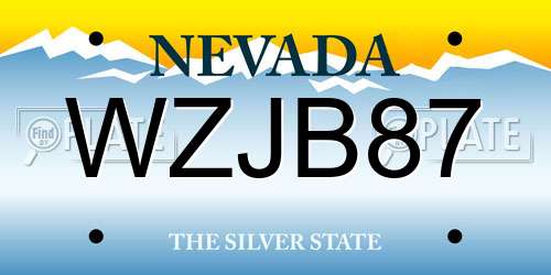 WZJB87 Nevada License Plate