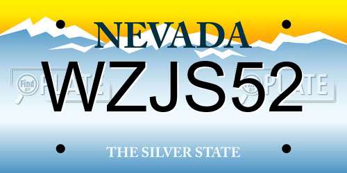 WZJS52 Nevada License Plate