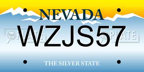 WZJS57 Nevada License Plate