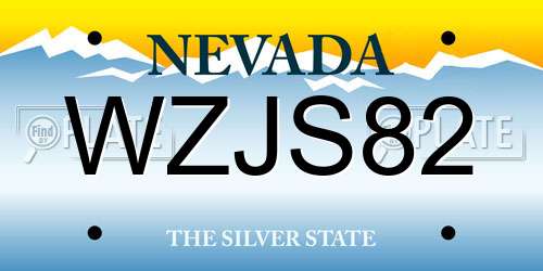 WZJS82 Nevada License Plate