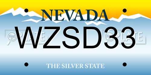 WZSD33 Nevada License Plate