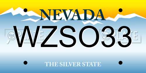 WZSO33 Nevada License Plate
