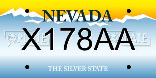 X178AA Nevada License Plate