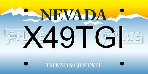 X49TGI Nevada License Plate