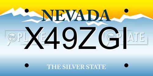 X49ZGI Nevada License Plate