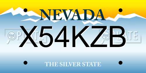 X54KZB Nevada License Plate