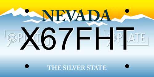 X67FHT Nevada License Plate