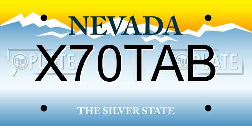 X70TAB Nevada License Plate