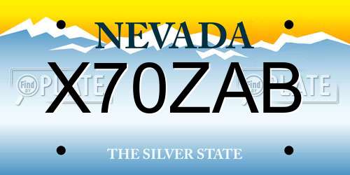 X70ZAB Nevada License Plate