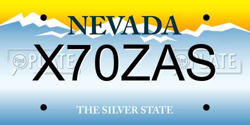 X70ZAS Nevada License Plate