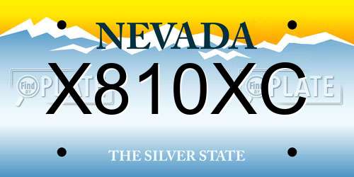 X810XC Nevada License Plate