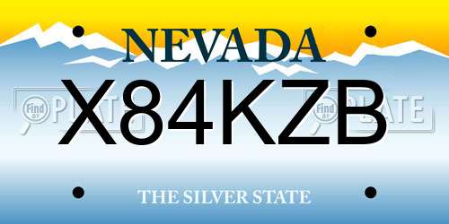 X84KZB Nevada License Plate