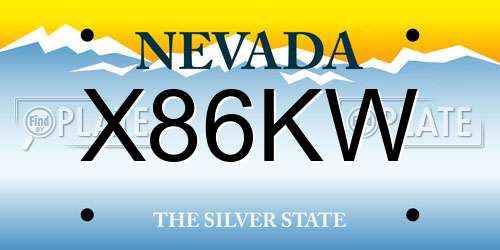X86KW Nevada License Plate