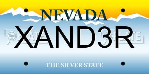 XAND3R Nevada License Plate