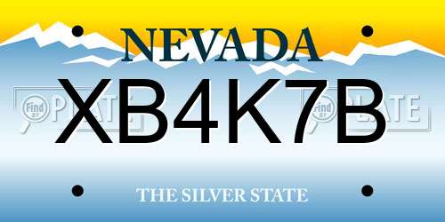 XB4K7B Nevada License Plate