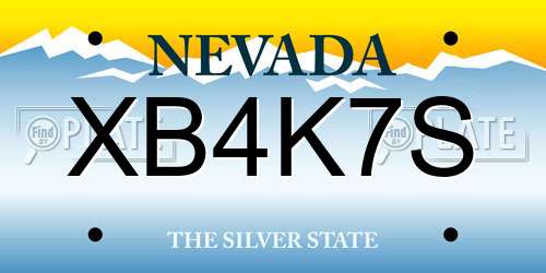 XB4K7S Nevada License Plate
