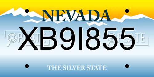 XB9I855 Nevada License Plate